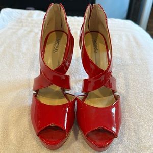 Patent leather RED Michael Kors 6” platform sandal